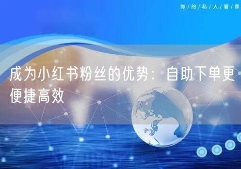 成为小红书粉丝的优势：自助下单更便捷高效