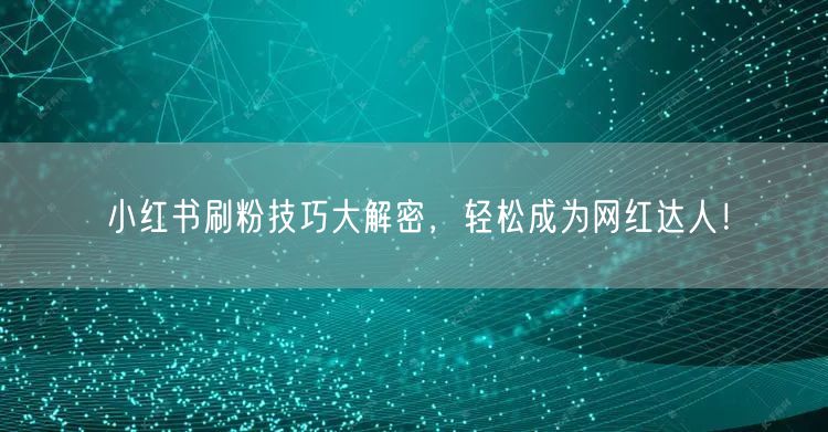 小红书刷粉技巧大解密，轻松成为网红达人！