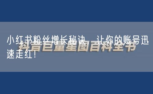 小红书粉丝增长秘诀，让你的账号迅速走红！